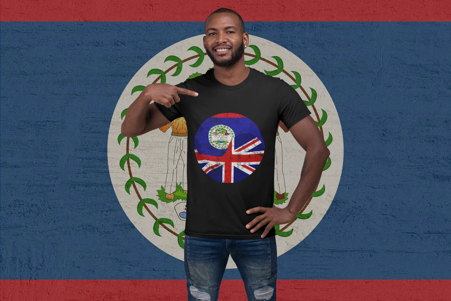 UK Belize Flag T-Shirt – British Belize Heritage Circle Design