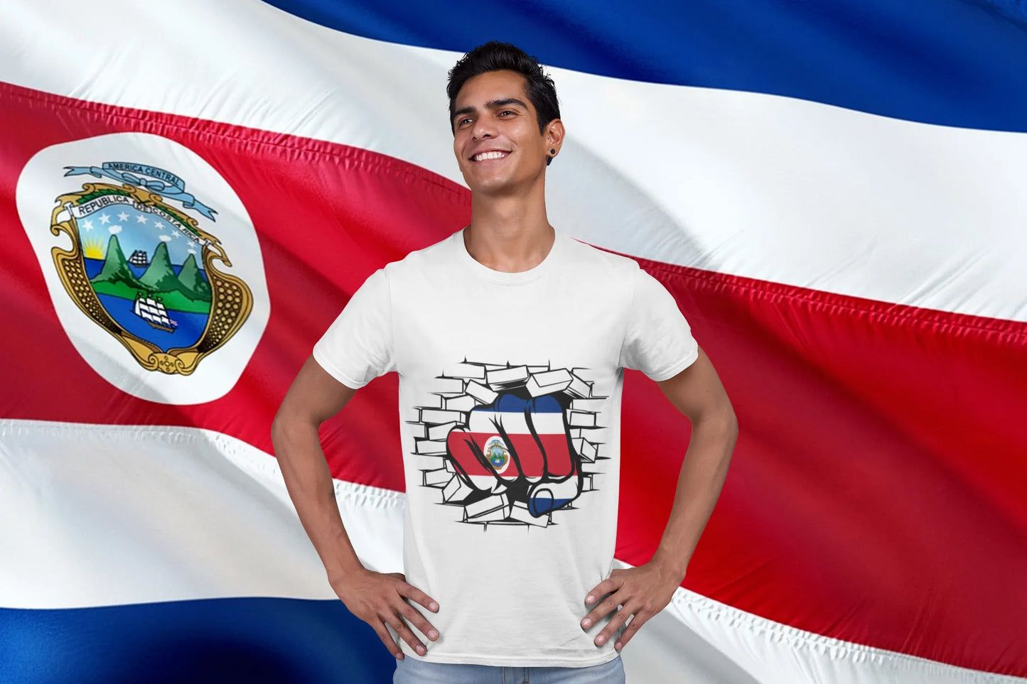 Costa Rica Fist Smashing Through Wall – Power and Pride Tee