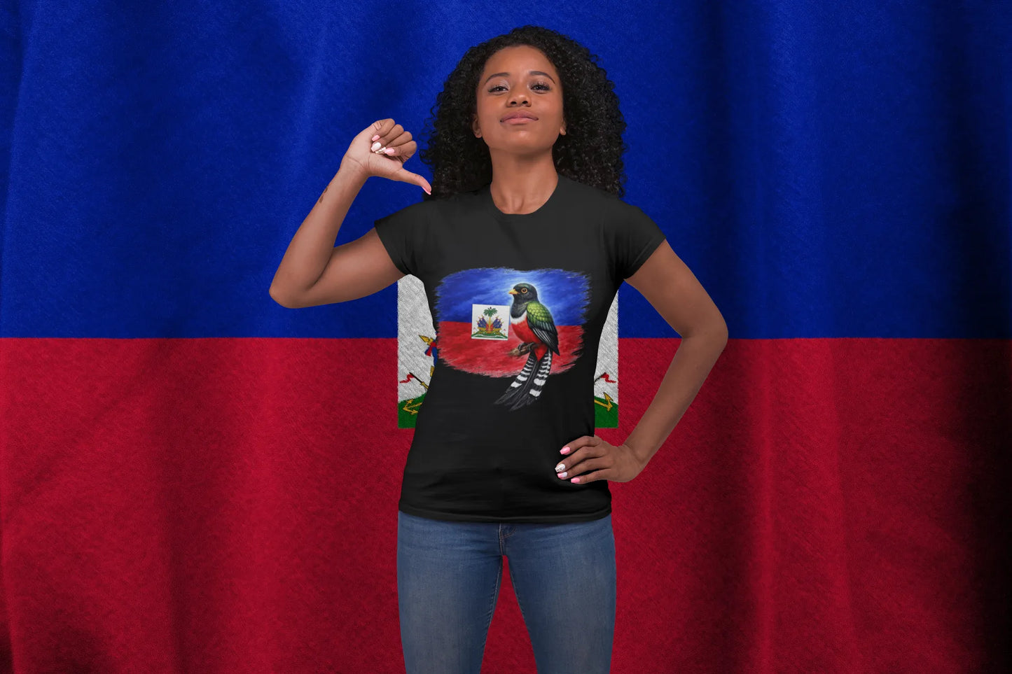 Haiti Hispaniolan Trogon T-Shirt – Haitian Flag Bird Vintage Brush Design