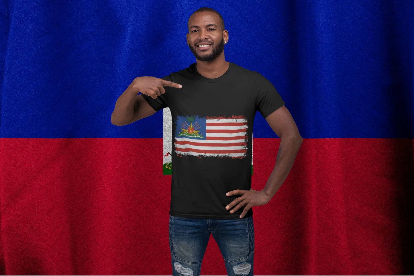 Haiti USA Flag T-Shirt – Haitian American Pride Distressed Flag Tee