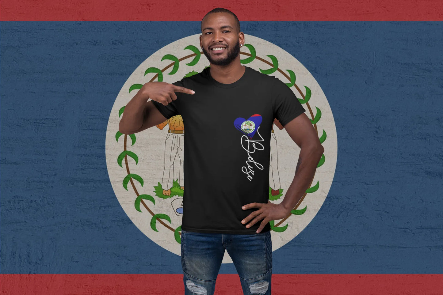 Love Belize Shirt – Heart Belize Flag Minimalist Design