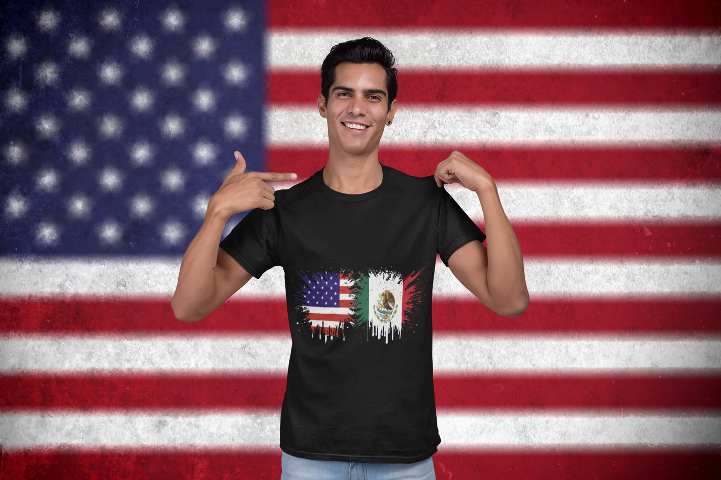Mexico USA Flag Grunge Design – Mexican American Pride Style