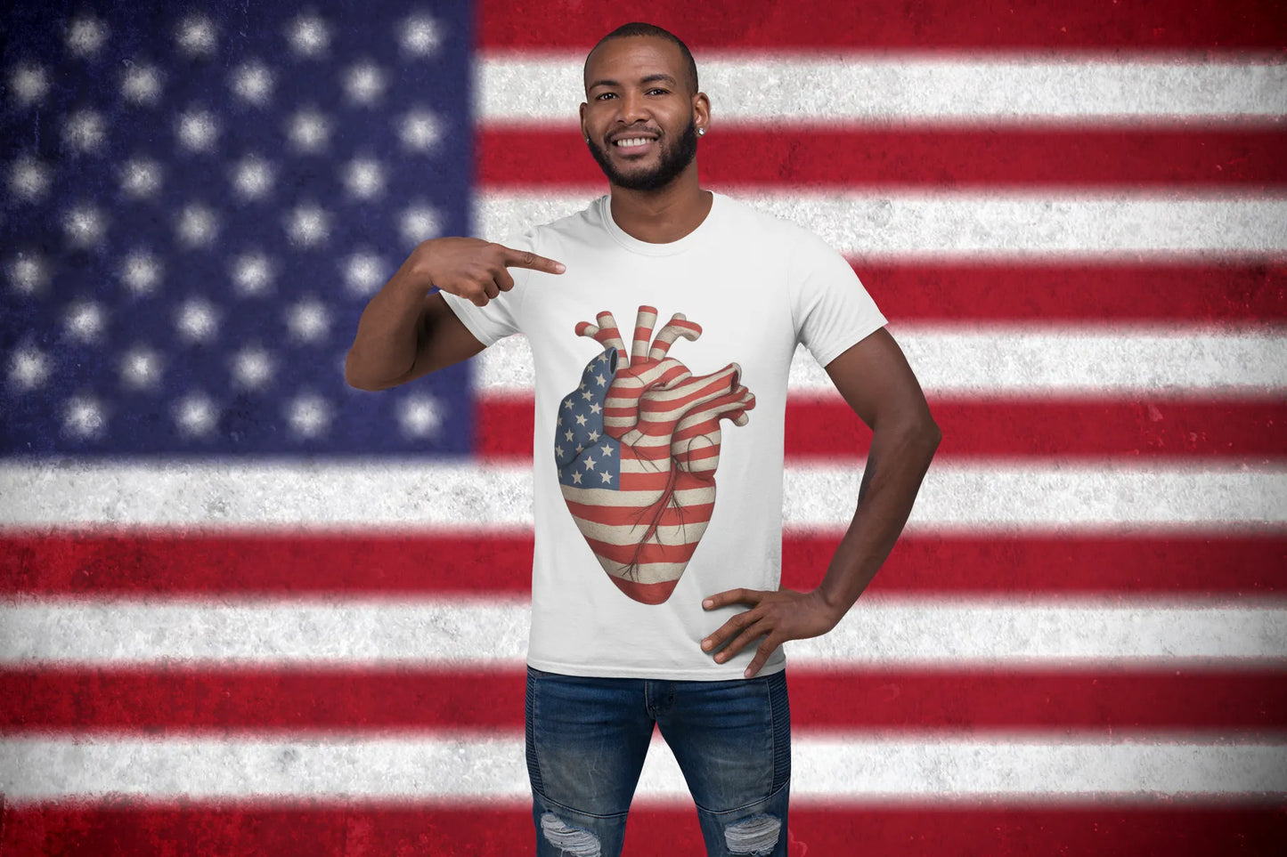 USA Heart Anatomy T-Shirt πΊπΈ | American Flag Love & Pride Shirt