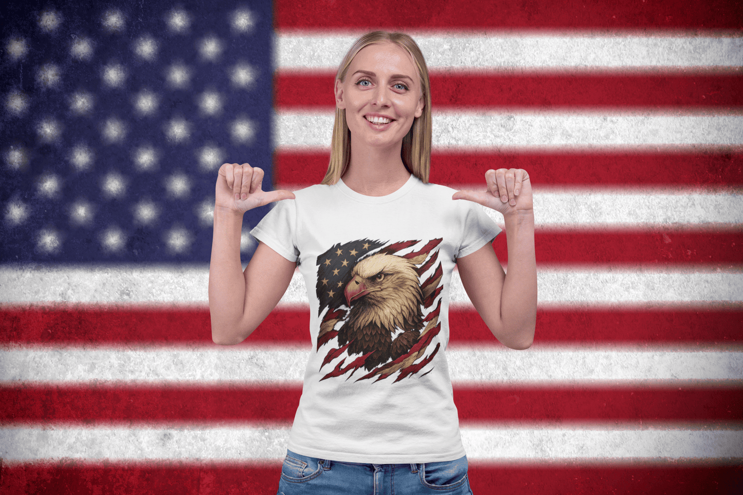 Bald Eagle American Flag T-Shirt – Patriotic USA Shirt, 4th of July Freedom Tee