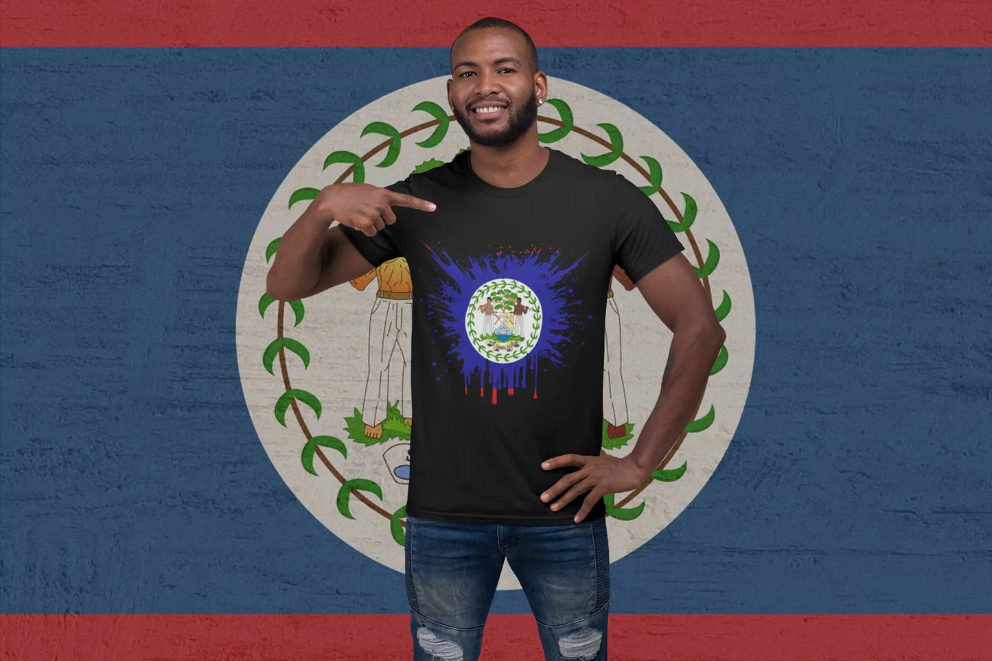 Belize Flag Paint Splash Shirt – Bold Patriotic Design