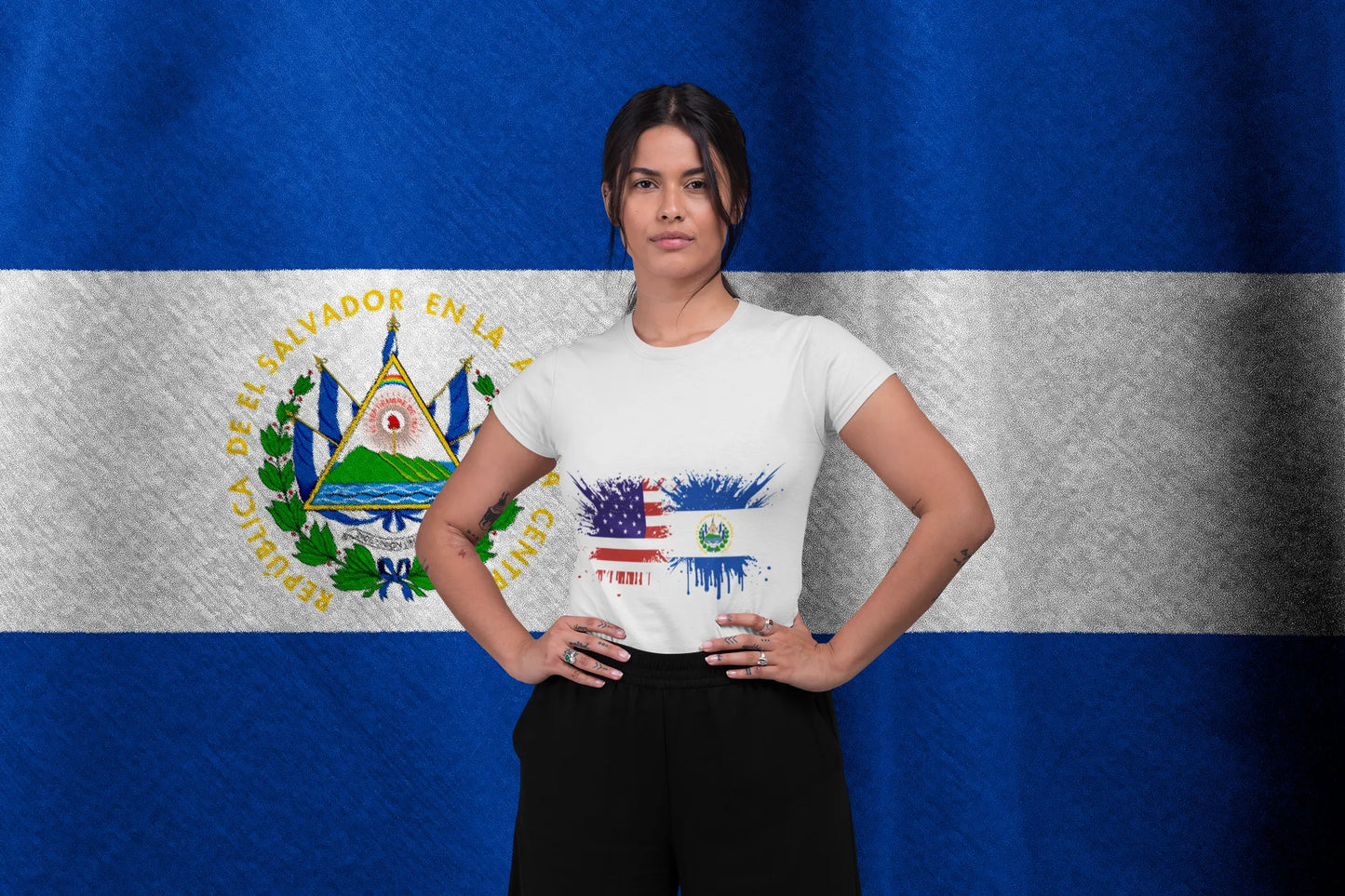 El Salvador USA Flag Splash Shirt | Salvadoran American Pride