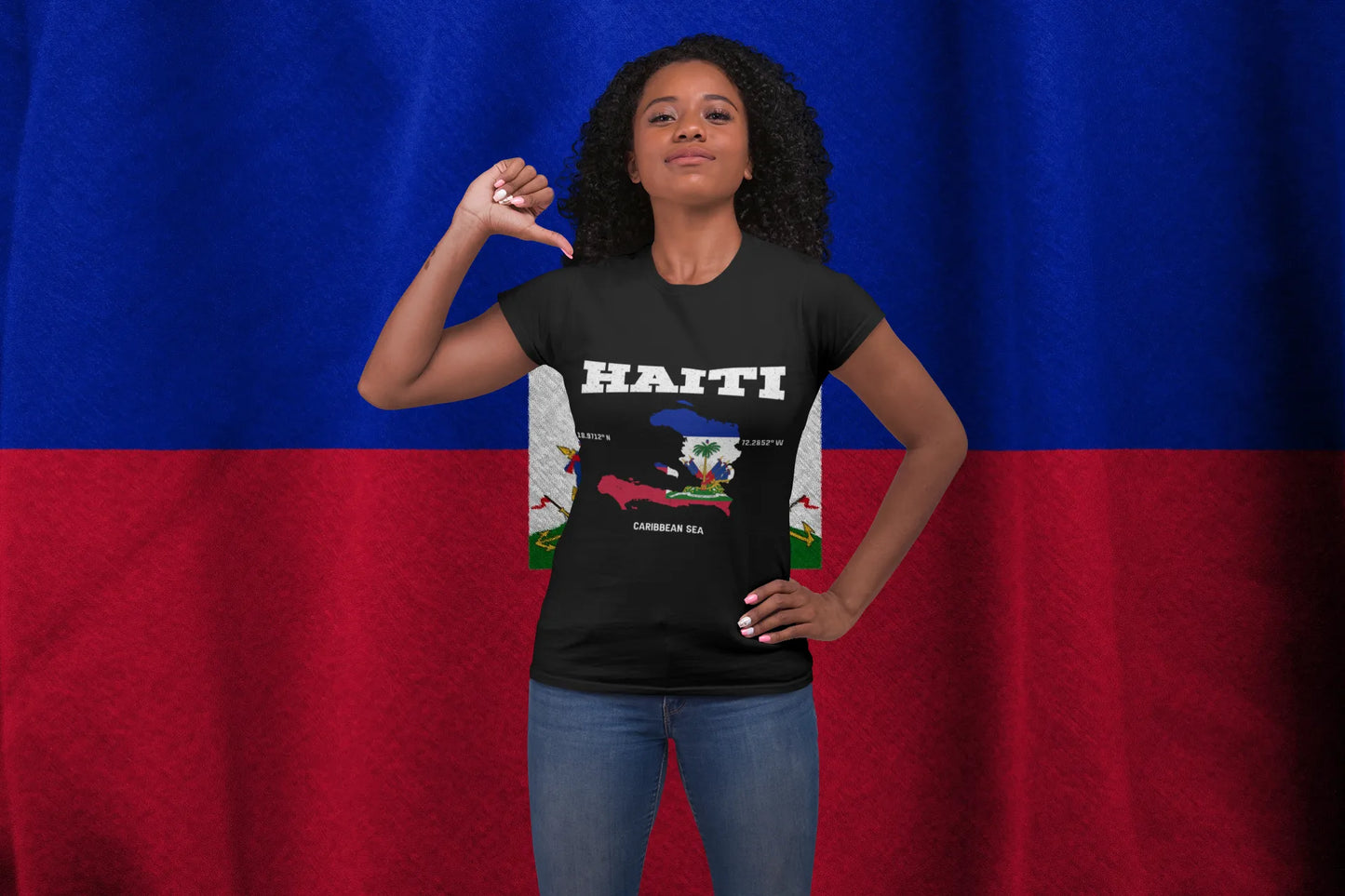 Haiti Localization Map Shirt – Haiti Coordinates Caribbean Sea T-Shirt