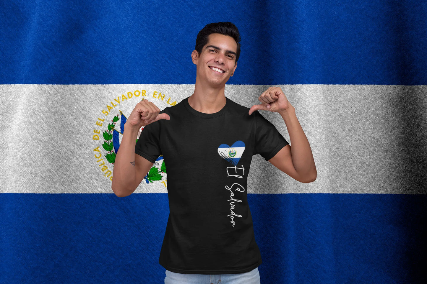 I Love El Salvador Shirt , Salvadoran Heart Flag Design