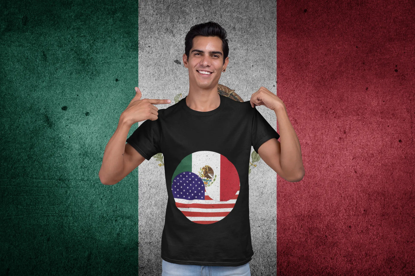 Mexico USA Flag Design – Mexican American Pride Vintage Style