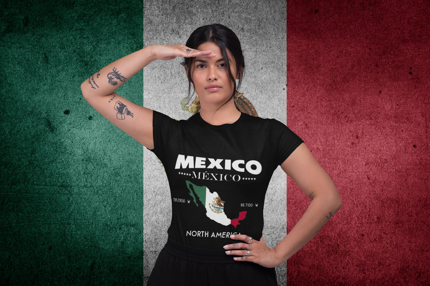 Mexico Map Coordinates Design – Mexican Pride North America Style