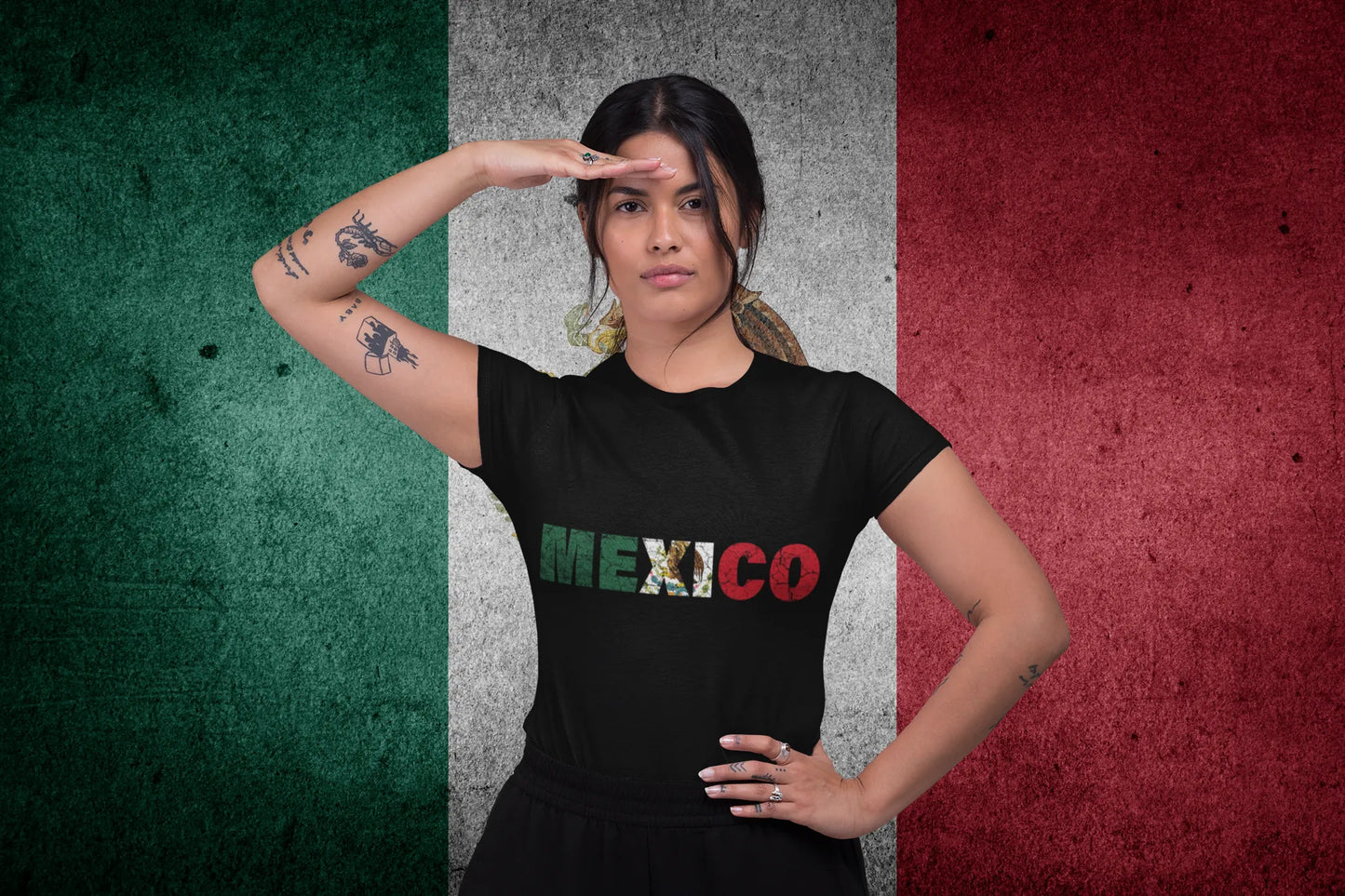Mexico Flag Text Design – Mexican Pride Vintage Style