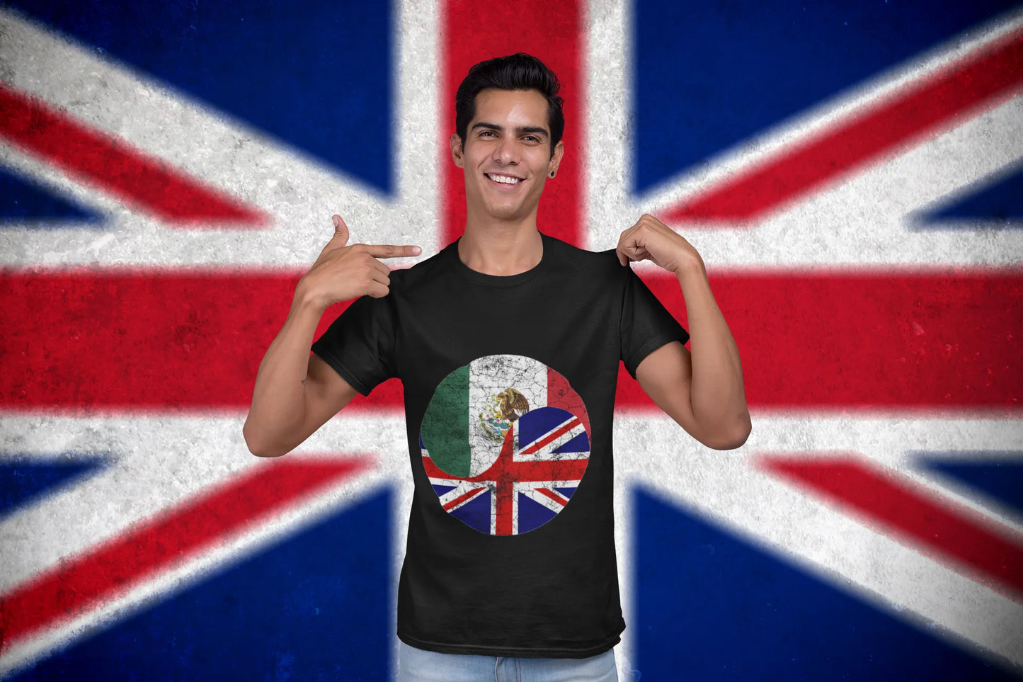 Mexico UK Flag Fusion Shirt – Vintage Grunge Mexican British Pride