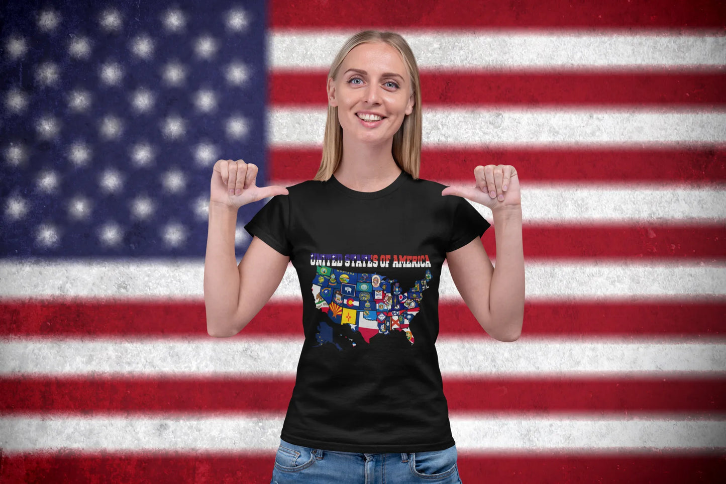 All 50 States USA Flag Map T-Shirt πΊπΈ | Patriotic American Pride Tee
