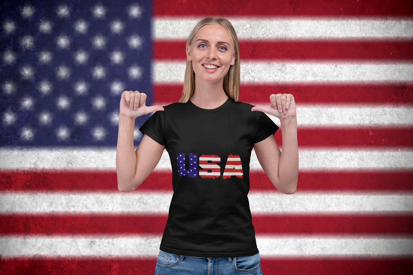 USA American Flag T-Shirt πΊπΈ | Bold Patriotic USA Letters Tee