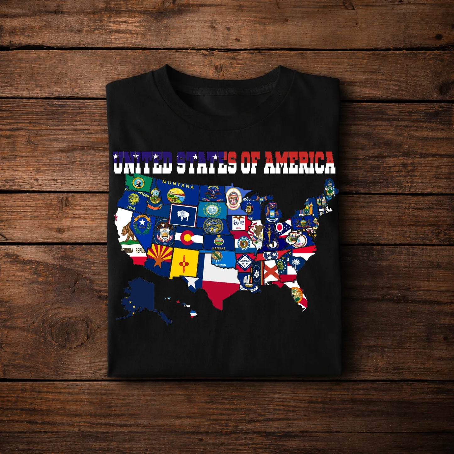 All 50 States USA Flag Map T-Shirt 🇺🇸 | Patriotic American Pride Tee