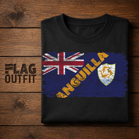 Vintage Anguilla Flag Shirt, Anguilla Pride, Anguillan Heritage, Caribbean Flag, Anguilla Crest & Dolphins Retro Design
