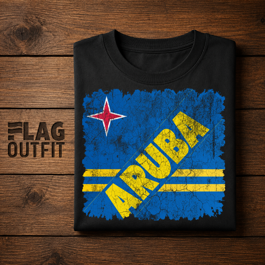 Vintage Aruba Flag Shirt, Aruba Pride, Aruban Heritage, Caribbean Island, One Happy Island Retro Design