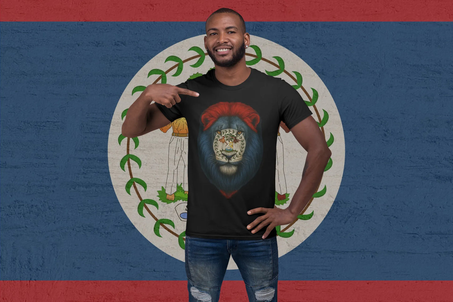 Belize Flag Lion T-Shirt – Bold Animal Patriot Design