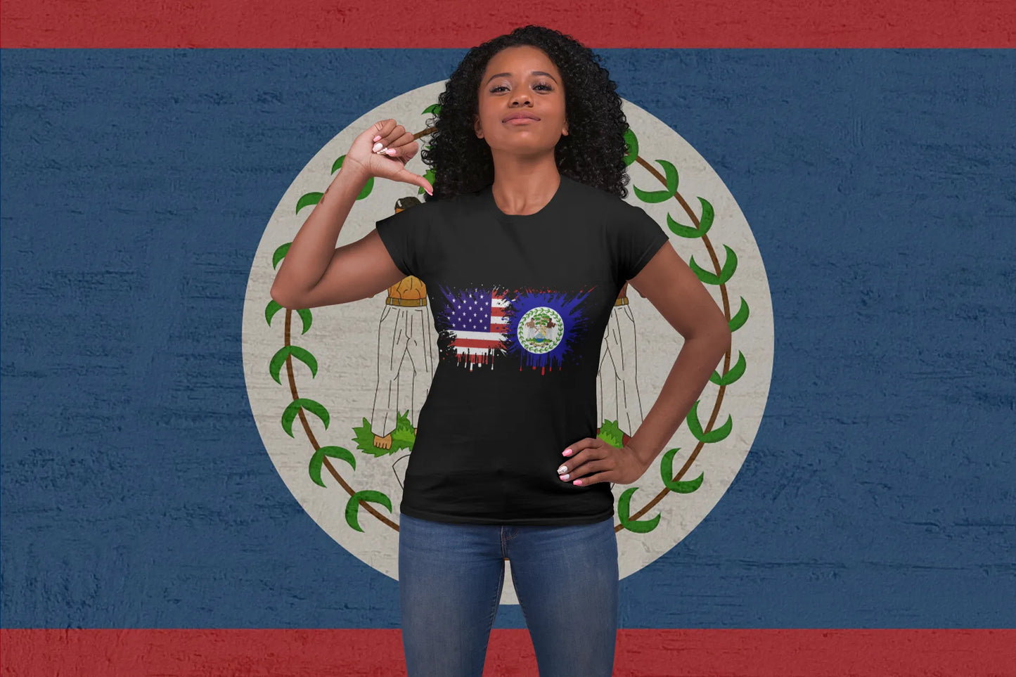 USA Belize Flag T-Shirt – American Belize Pride Splash Design