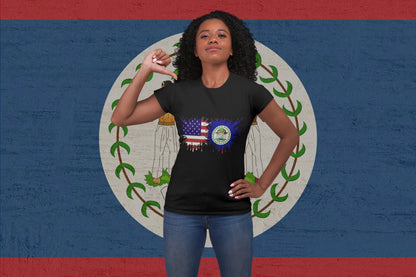 USA Belize Flag T-Shirt – American Belize Pride Splash Design
