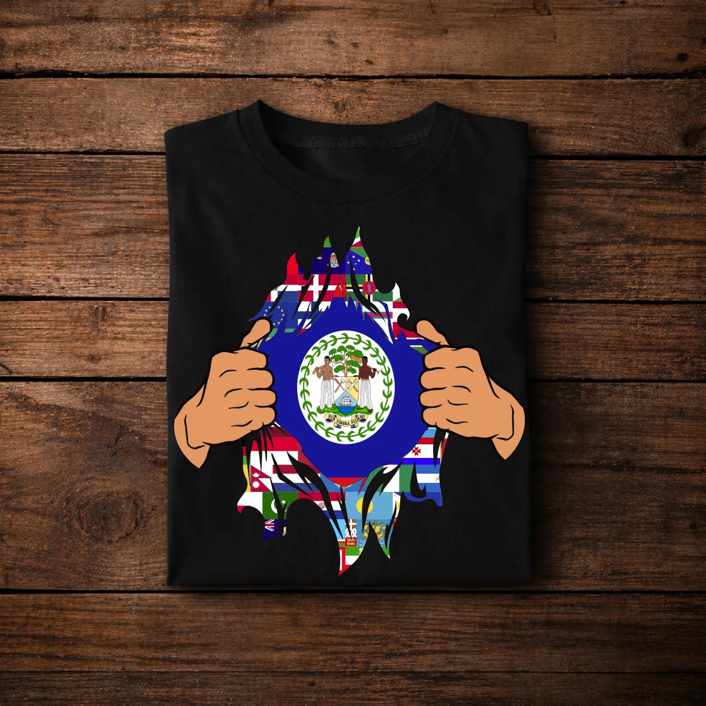 Belize Flag T-Shirt – Ripped Torn Flag Belize Pride Design