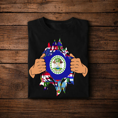 Belize Flag T-Shirt – Ripped Torn Flag Belize Pride Design