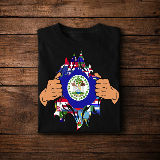 Belize Flag T-Shirt – Ripped Torn Flag Belize Pride Design