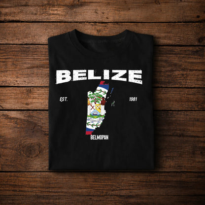 Belize Map Flag Shirt – Belmopan 1981 Belize Pride Design