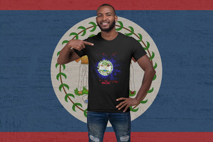 Belize Flag T-Shirt – Artistic Paint Splash Belize Design