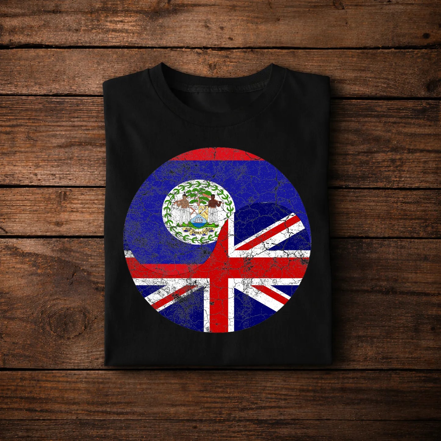 UK Belize Flag T-Shirt – British Belize Heritage Circle Design
