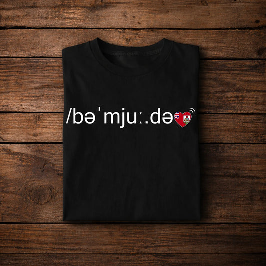 Bermuda Pronunciation T-Shirt – /bəˈmjuːdə/ Minimal Language Design