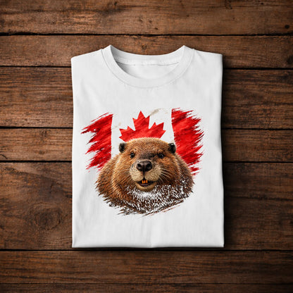 Canada Beaver Flag Vintage T-Shirt – Patriotic Animal Graphic Tee