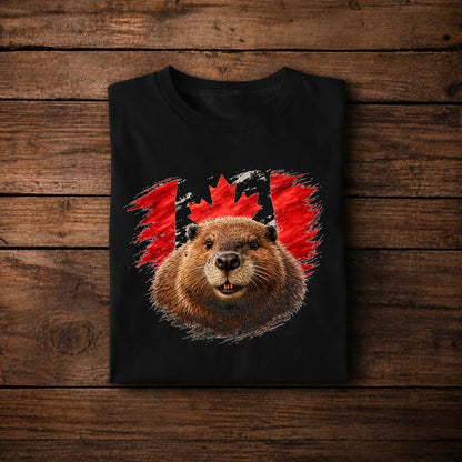 Canada Beaver Flag Vintage T-Shirt – Patriotic Animal Graphic Tee