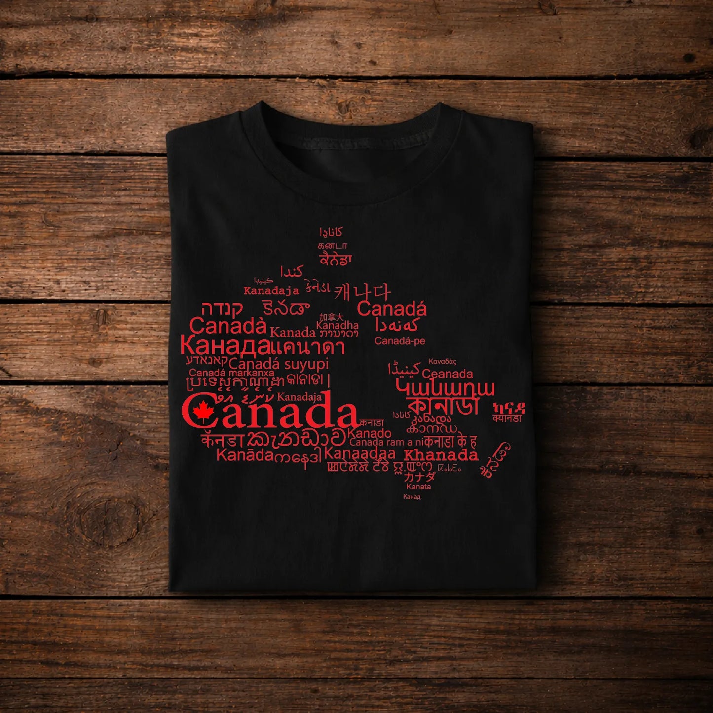 Canada Red Map Typography T-Shirt