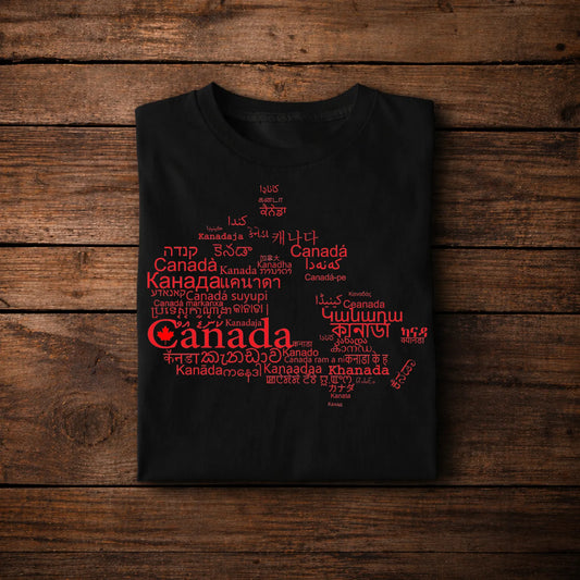 Canada Red Map Typography T-Shirt