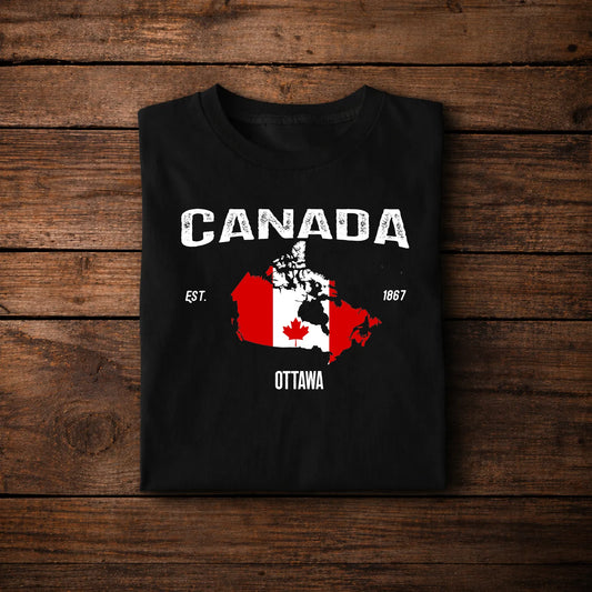 Canada Ottawa Vintage Flag Map T-Shirt – Patriotic Graphic Tee