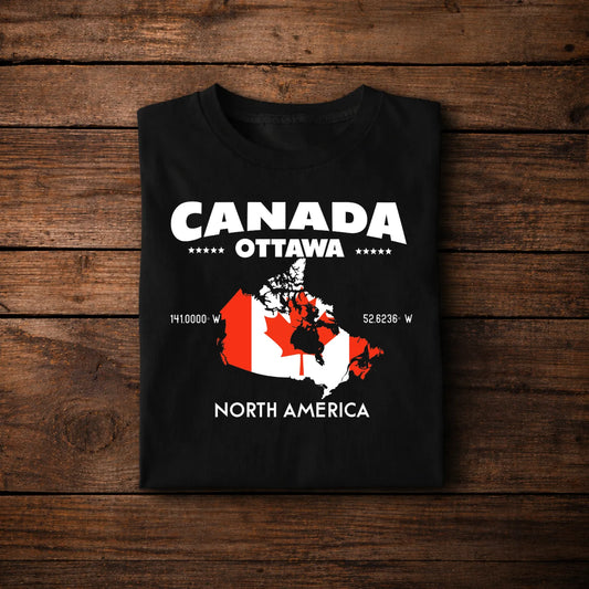Canada Ottawa North America Vintage Map T-Shirt – Patriotic Graphic Tee
