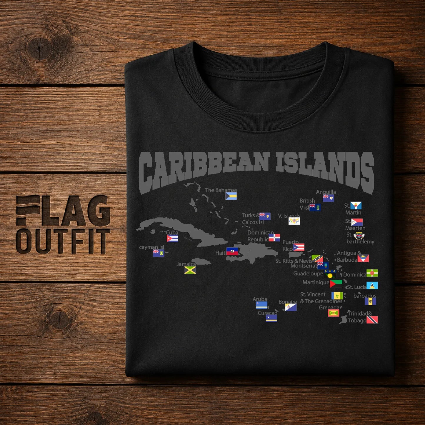Caribbean Islands Map T-Shirt | Caribbean Flags Geography Shirt | Island Nations Map | Caribbean Heritage Gift