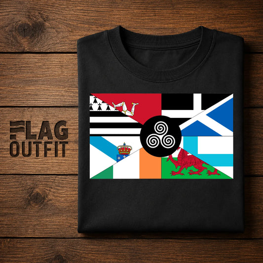 Celtic Nations Flags T-Shirt | Celtic Heritage Shirt | Scotland Ireland Wales Brittany Cornwall Isle of Man