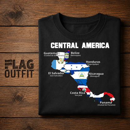 Central America Map T-Shirt | Central American Countries Flags Shirt | Geography Teacher Gift | Travel Lover Tee
