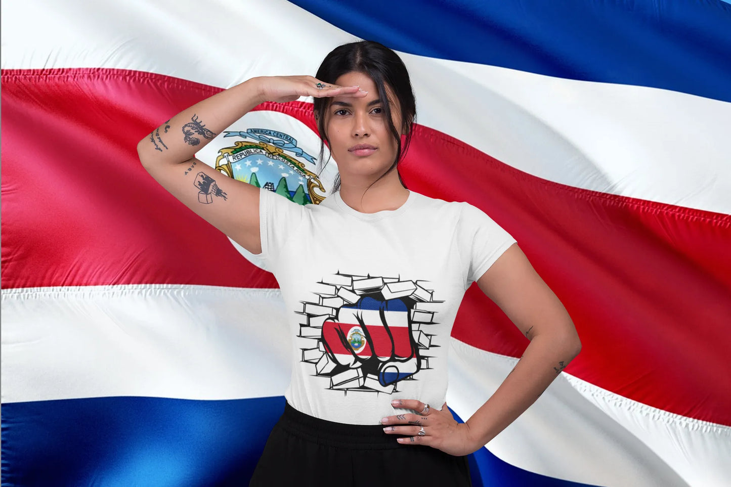 Costa Rica Fist Smashing Through Wall – Power and Pride Tee
