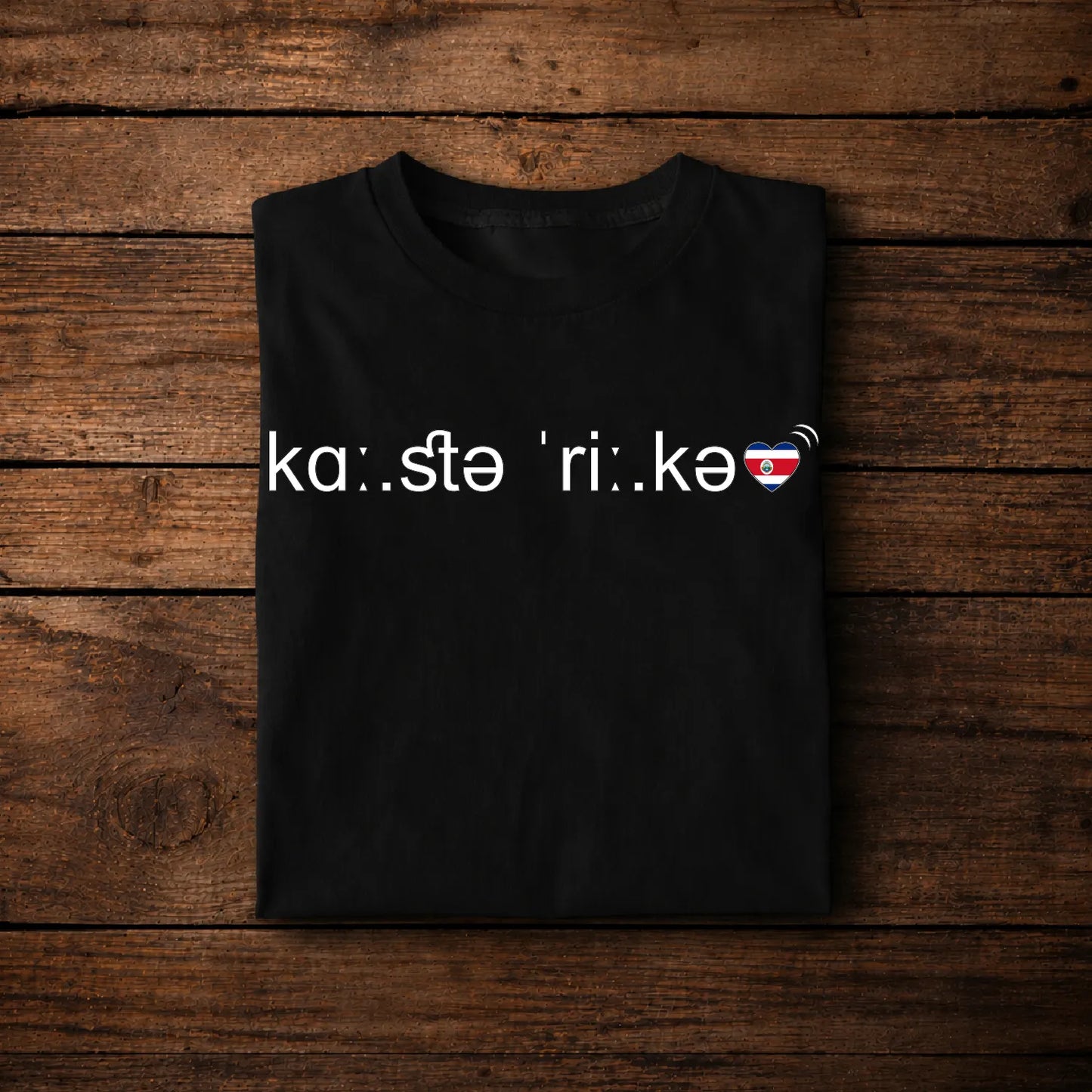 Costa Rica Phonetic Heart Flag – Minimalist Outline Typography Design