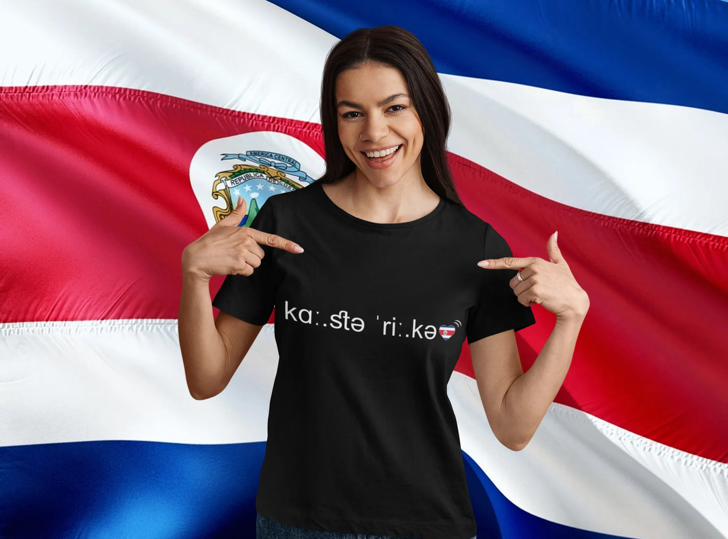 Costa Rica Phonetic Heart Flag – Minimalist Outline Typography Design