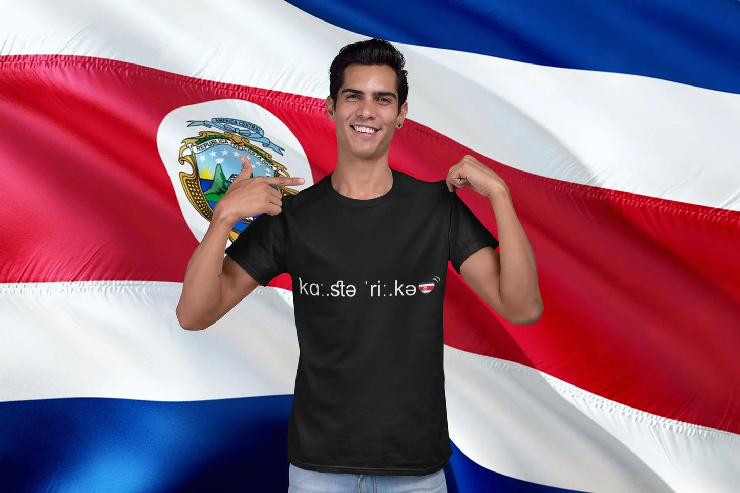 Costa Rica Phonetic Heart Flag – Minimalist Outline Typography Design