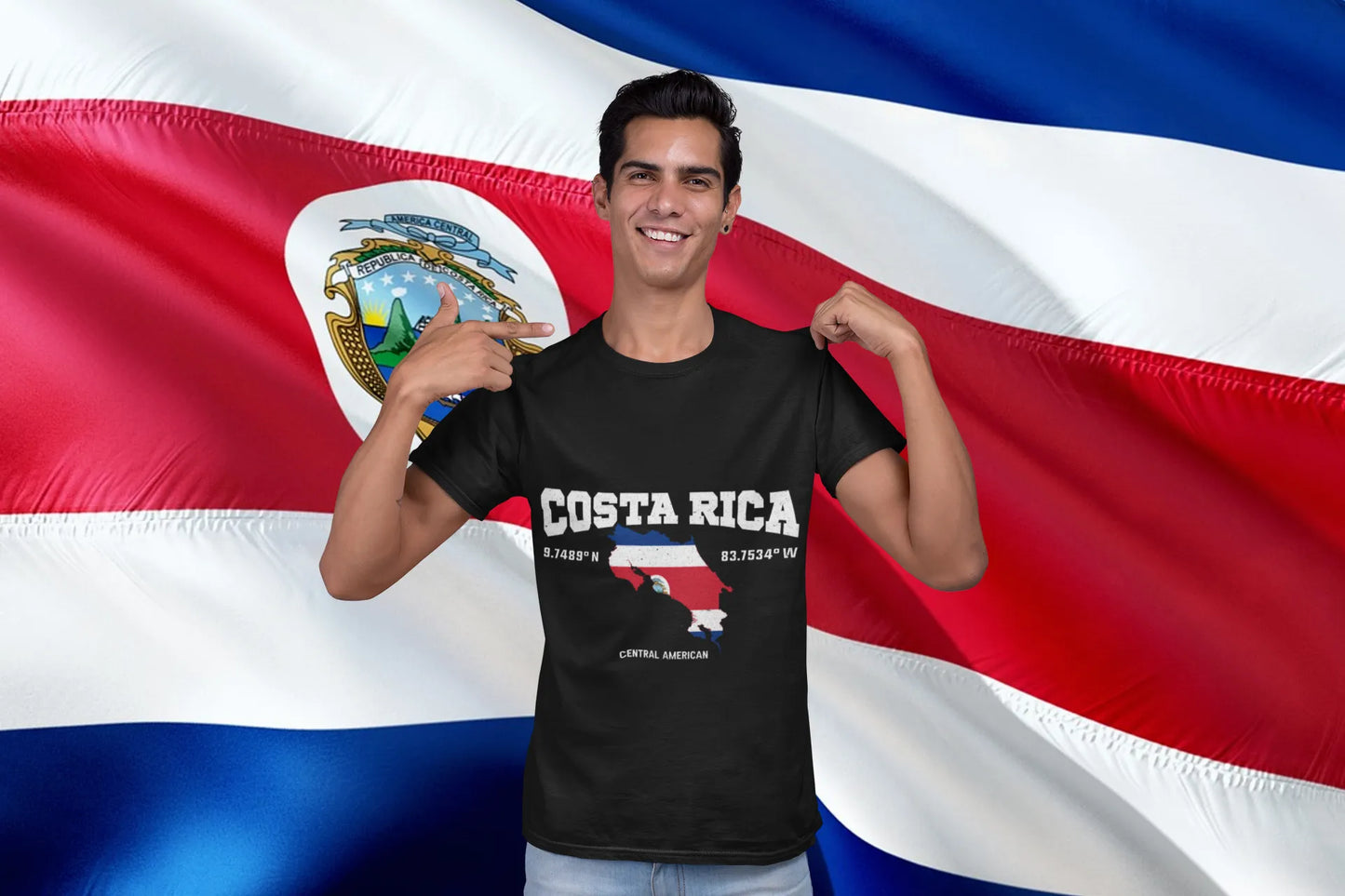 Costa Rica Pride Shirt – Flag Map Coordinates Graphic Tee for Costa Ricans