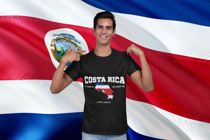 Costa Rica Pride Shirt – Flag Map Coordinates Graphic Tee for Costa Ricans
