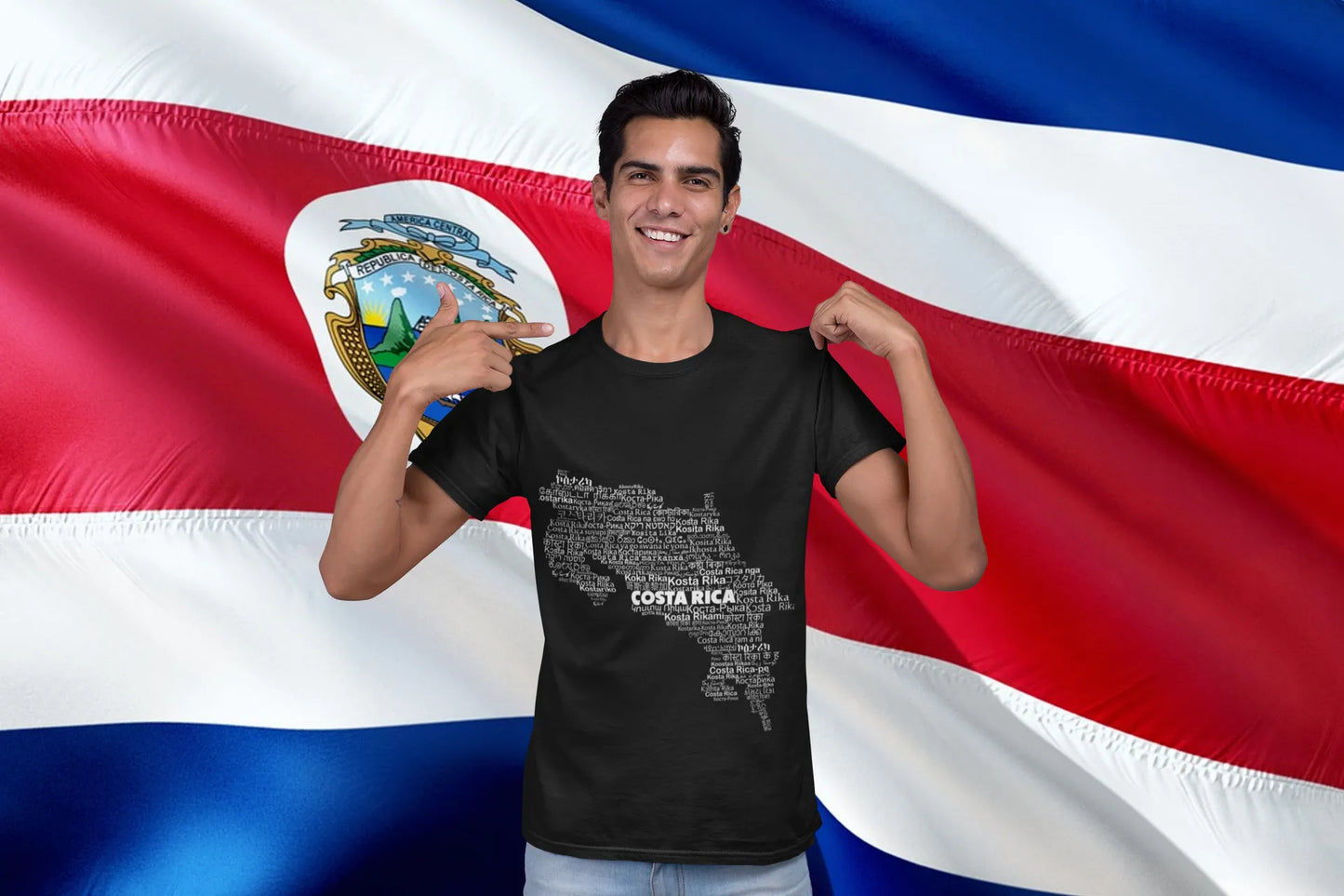 Costa Rica Map Typography T-Shirt - World Languages Word Art Tee