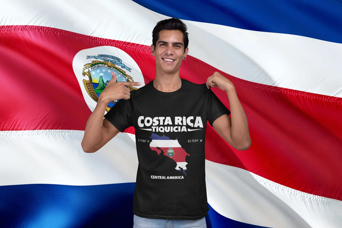 Costa Rica Tiquicia Map Flag – Central America Coordinates