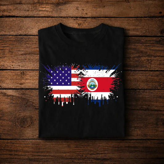 Costa Rica USA Flag Fusion – American and Costa Rican Friendship Design