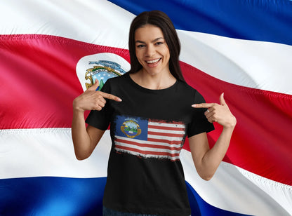 Costa Rica USA Flag T-Shirt – Vintage Costa Rican American Pride Shirt | Heritage Graphic Tee